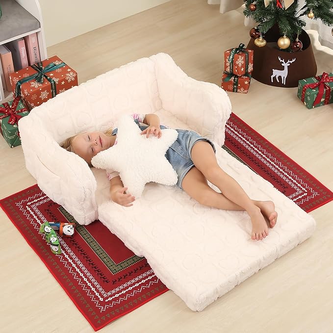 Extra Wider Seating Toddler Couch, 2-in-1 Toddler Soft Couch Fold Out - Image 2