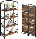 No-Assembly Folding Bookshelf Storage Shelves 4 Tiers Vintage Multifunctional by THKKYHomeOfficeFurniture