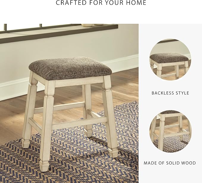 Signature Design by Ashley Bolanburg Farmhouse 24" Counter Height Upholstered - Image 5