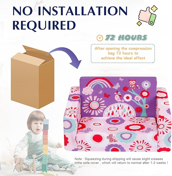 MallBest Kids Sofas Children's Sofa Bed Baby's Upholstered Couch Sleepover - Image 5
