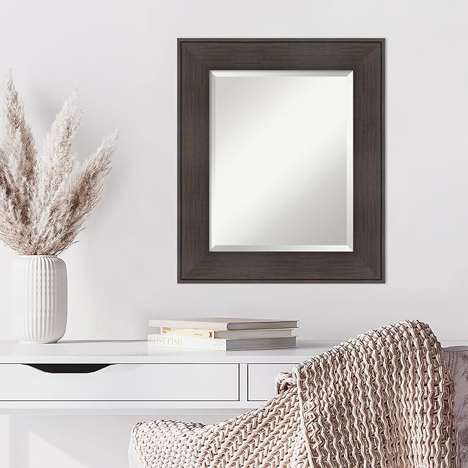 Amanti Art Brown Wall Mirror 26x22 William Rustic Woodgrain Rectangle Bathroom - Image 6