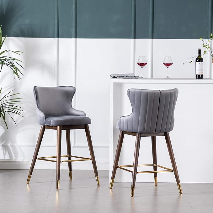 Roundhill Furniture Leland Fabric Upholstered Counter Height Wingback Stools - Image 8