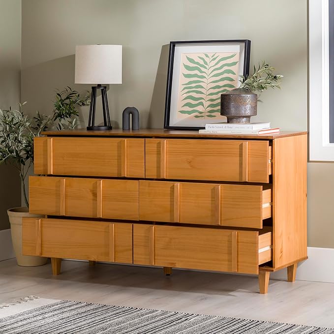 Walker Edison Contemporary Detailed 6-Drawer Solid Wood Dresser, 60 Inch - Image 6