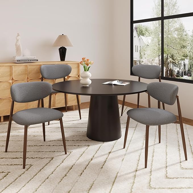 Dining Chairs Set of 4, Ergonomic Fabric Upholstered Seating by Unknown