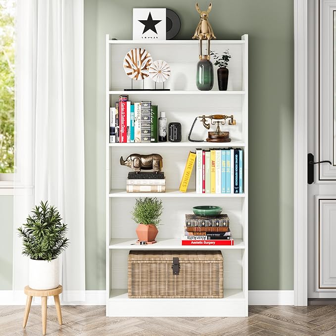 Tribesigns 72-inch Tall Bookcase, Modern 6-Tier White Library Bookshelf - Image 7