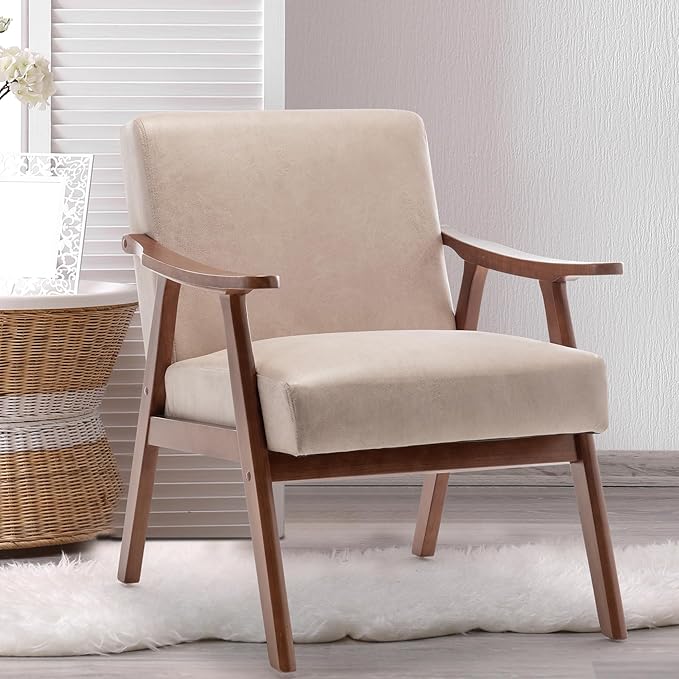 KEIKI Mid Century Modern Accent Chair w/High Wingback, Comfy Fabric Living Room - Image 8