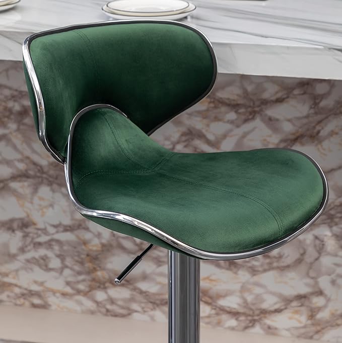 Roundhill Furniture Masaccio Velvet Upholstered Adjustable Swivel Barstool - Image 9