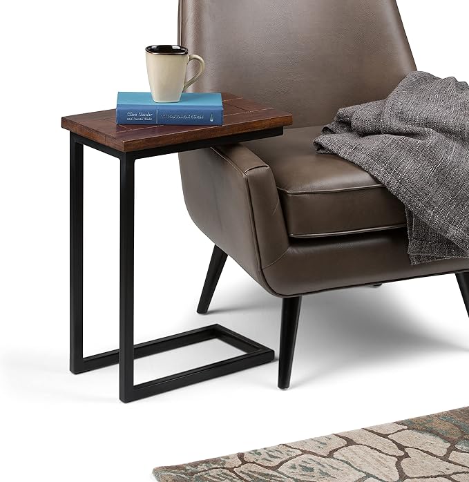 SIMPLIHOME Skyler 18-inch Wide Solid Mango/Metal Industrial C-Shaped End Table - Image 9