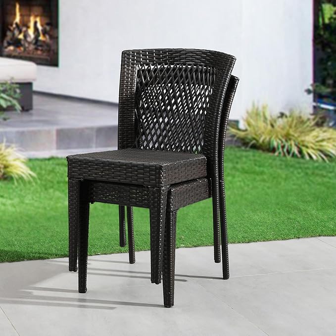 Merax Outdoor Dining Chairs Set of 2, Stackable Chairs - Image 5