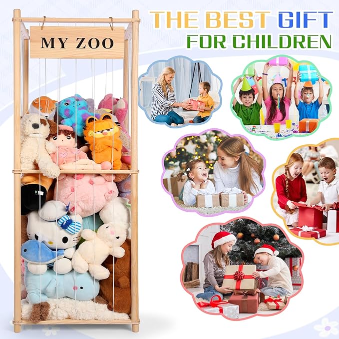 Stuffed Animal Storage Zoo, Wooden Stuffed Animal Organizer - Image 6
