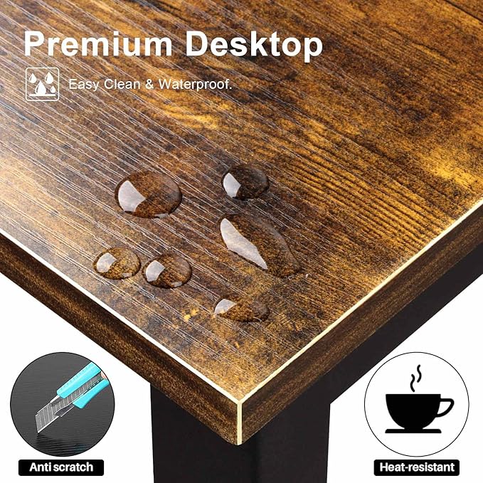 Aquzee Computer Desk with Hutch Bookshelves, 55 Inch Home Office Writing Desk - Image 5