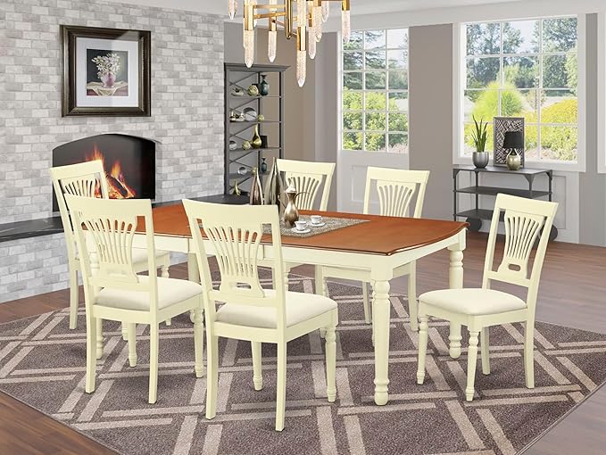 East West Furniture DOPL7-WHI-C 7 Piece Dining Room Table Set Consist of a - Image 2