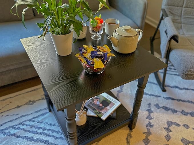 DWVO Farmhouse Square Coffee Table, Antique Accent Side Table - Image 3