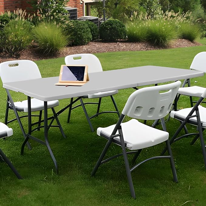Athena Collection 8 ft Square Folding Dining Table, Large Plastic Foldable - Image 11