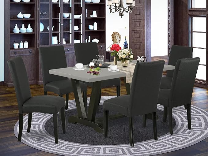 East West Furniture V696DR124-7 7 Piece Dining Table Set Consist of a Rectangle - Image 2