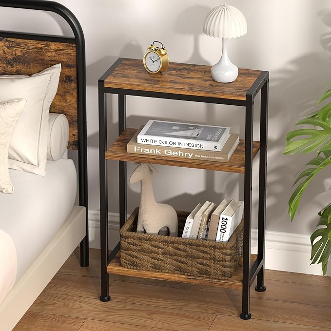 Narrow Side Table for Small Space Set of 2, 3-Tier Small End Table - Image 2