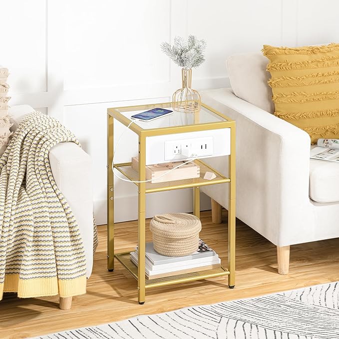 HOOBRO End Table with Charging Station, Side Table with USB Port & Power Outlets - Image 2