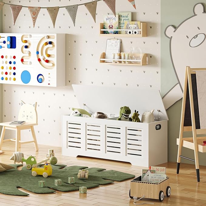 DINZI LVJ Storage Chest, 47.3” Wooden Toy Box - Image 4
