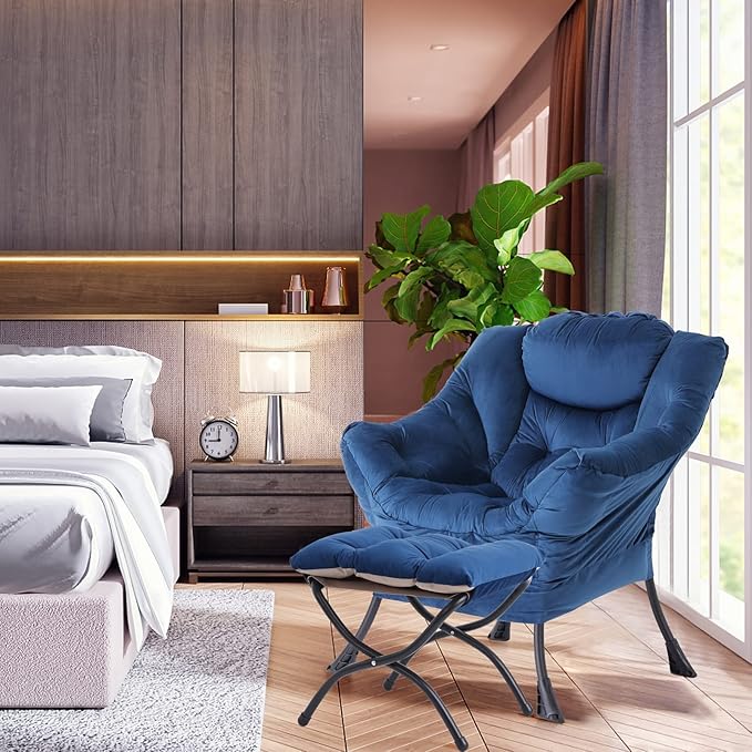 LITA Lazy Chair with Ottoman, Modern Accent Leisure Upholstered Sofa Chair - Image 8