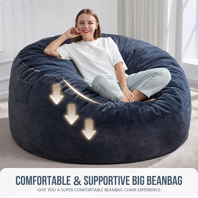 Hobestluk 5ft Bean Bag Chairs for Adults Large Beanbag Chair - Image 6