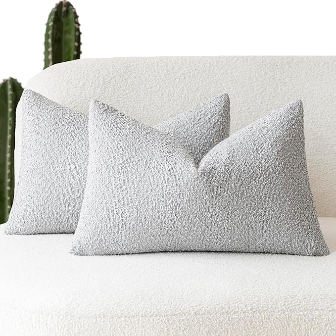 Foindtower Pack of 2 Textured Boucle Throw Pillow Covers Accent Solid by Foindtower