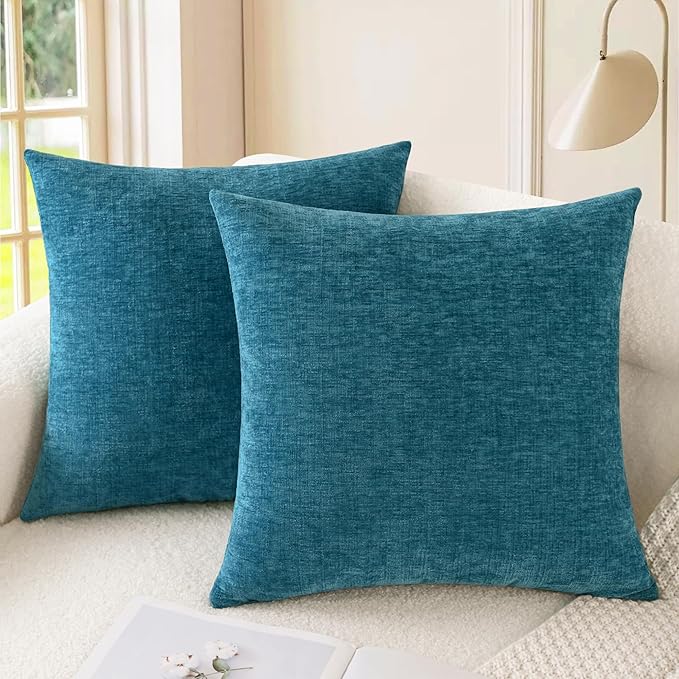 CaliTime Throw Pillow Covers Decorative 24 X 24 Inches Pack of 2 Cozy Chenille by CaliTime