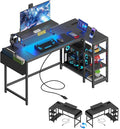 40 inch Gaming Desk with USB Power Outlet and LED Light- Reversible L Shaped by Eivanet
