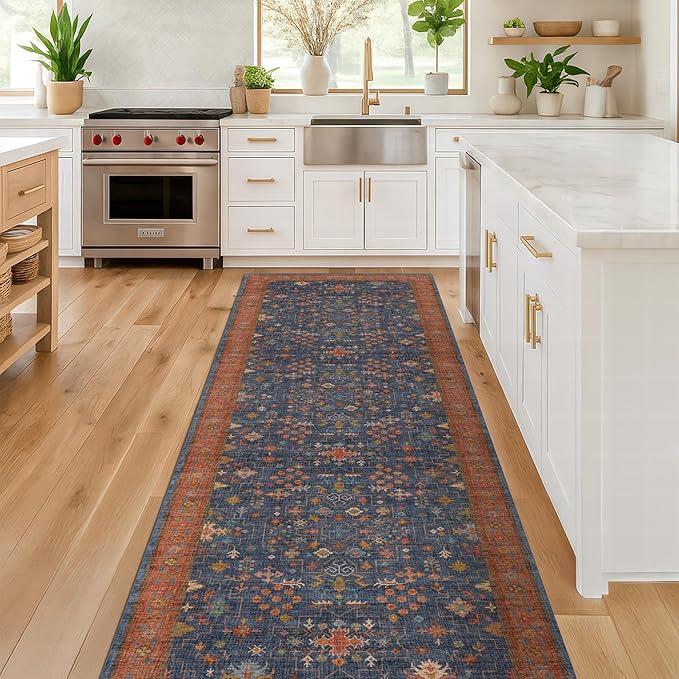Washable 8 ft Long Runner for Kitchen Floor by HazoHaus