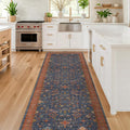 Navy Blue Runner Rug 2x5 for Kitchen, Laundry Room, Washable Non Slip Non Skid by HazoHaus