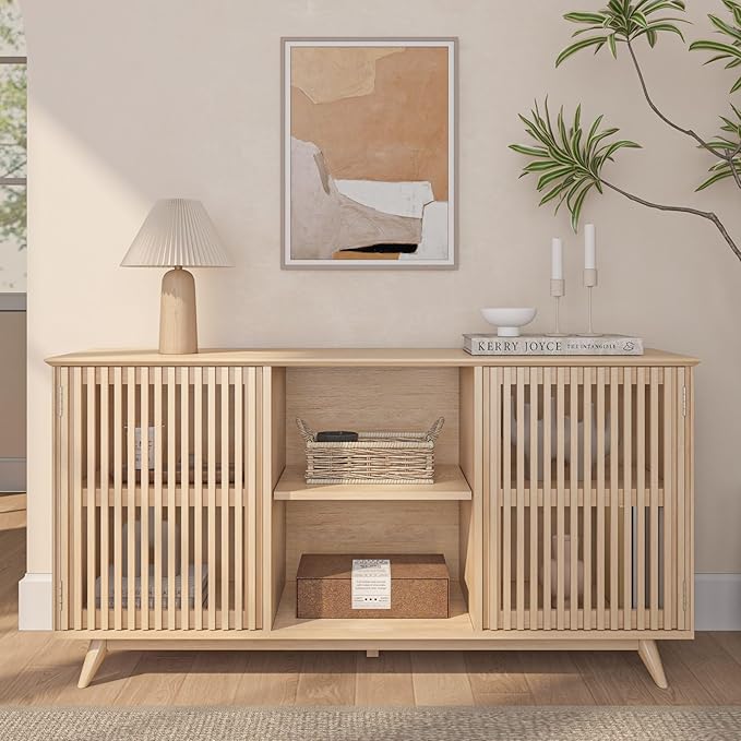 Plank+Beam Mid-Century Modern Wood TV Stand, Solid Wood Entertainment Console - Image 9