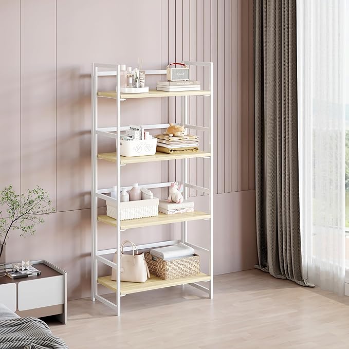 BHG Vintage Multifunctional Folding Bookshelf, No-Assembly Plant Stand Storage - Image 4