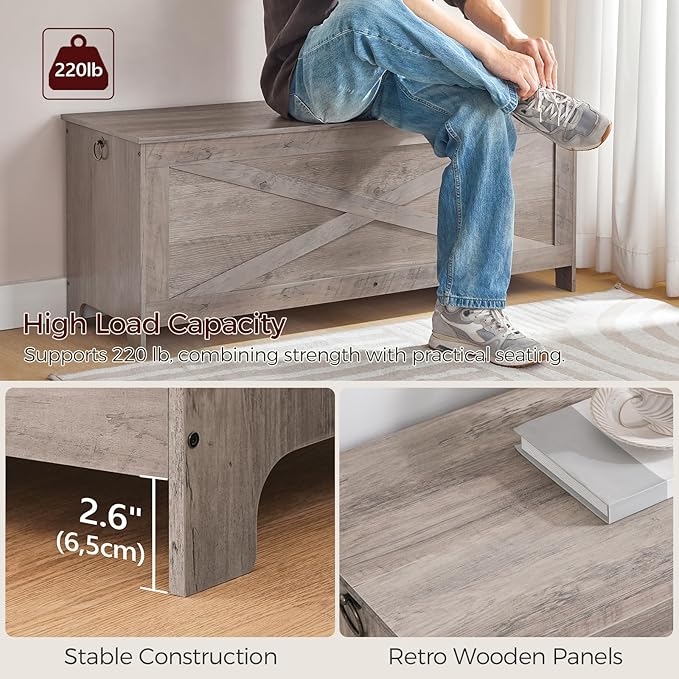 47.2" Toy Chest, Sturdy Entryway Storage Chest - Image 5