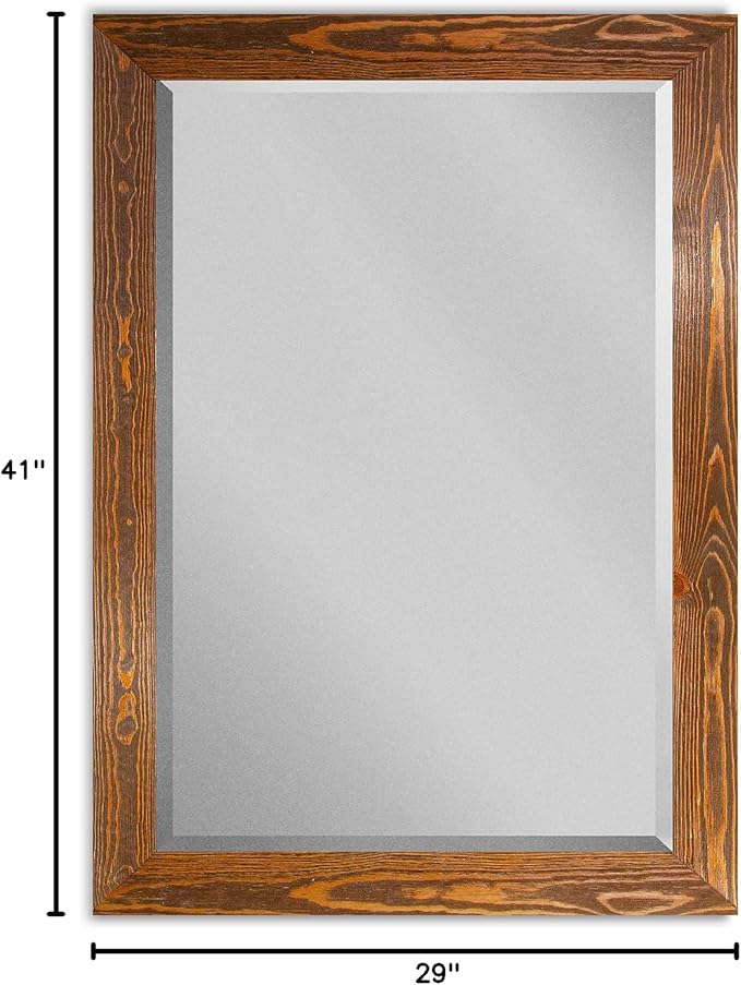 Maple Rustic Mirror Rectangular Barnwood Framed Wall Mirror - Image 6