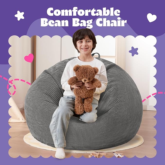 HABUTWAY 2 FT Bean Bag Chair, Giant Bean Bag Chairs, Big Bean Bags - Image 3