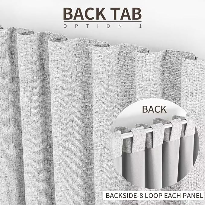 Joydeco Natural Linen Curtains 120 inch Length 2 Panels Set Burg 100% Blackout - Image 3