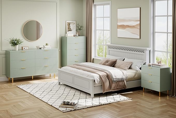 Green Dresser, Modern 6 Drawer Dresser - Image 3