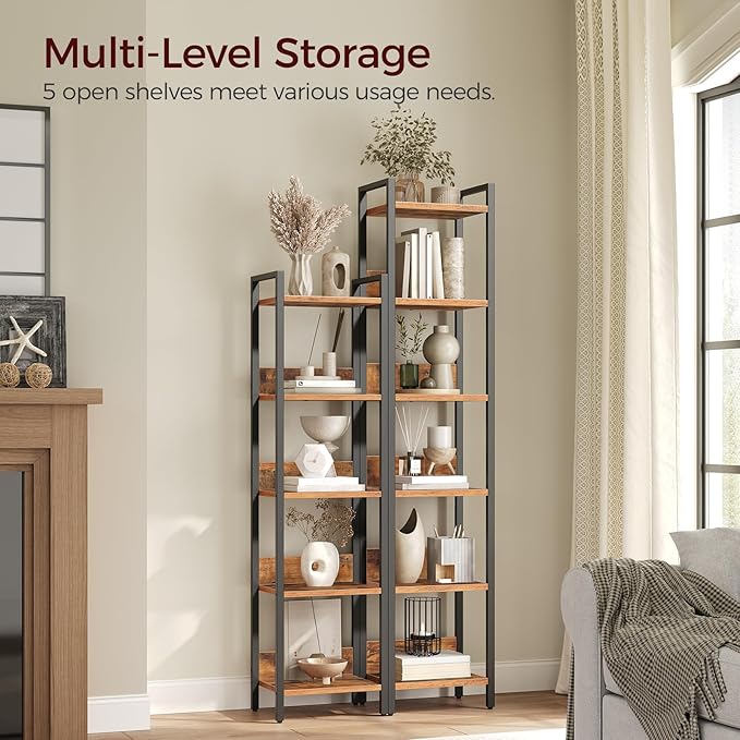 Bookshelf, 5-Tier Bookcase, Standing Book Shelf - Image 4