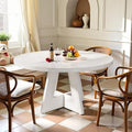 Round Dining Table for 4, 47 Inch Dinner Table Farmhouse Wooden Circle Kitchen by Unknown