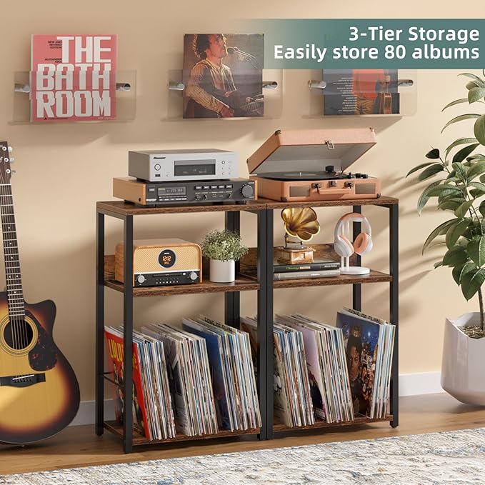 LELELINKY Record Player Stand, 3-Tier End Side Table - Image 6