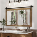Brown Farmhouse Mirror for Wall, 40x26INCH Large Wood Framed Square Bathroom by PAIHOME