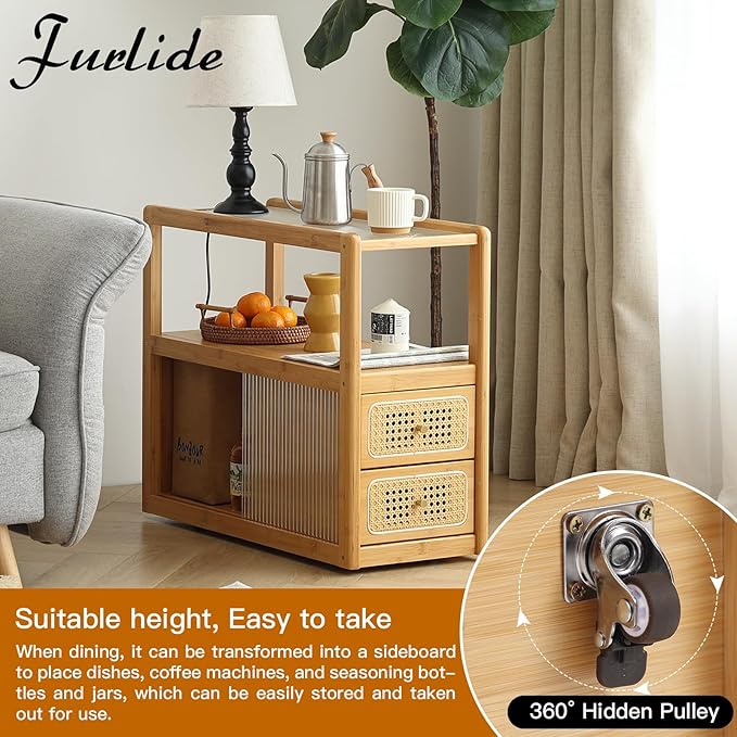 Rattan Nightstand Side Table - Image 3