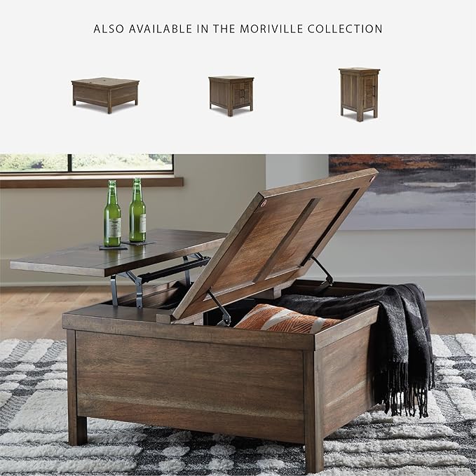 Signature Design by Ashley Moriville Rustic Hinged and Lift Top Cocktail Table - Image 6