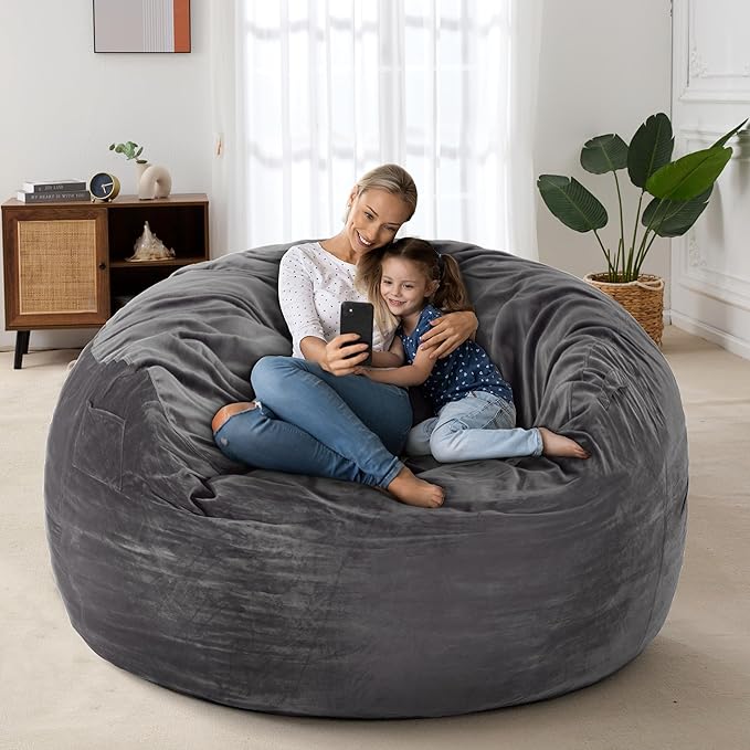 HABUTWAY Bean Bag Chair: Giant 4' Memory Foam Furniture Bean Bag Chairs - Image 4