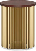 SIMPLIHOME Demy 18-inch Wide Metal and Solid Mango Accent Table in Cognac/Gold by SimpliHome