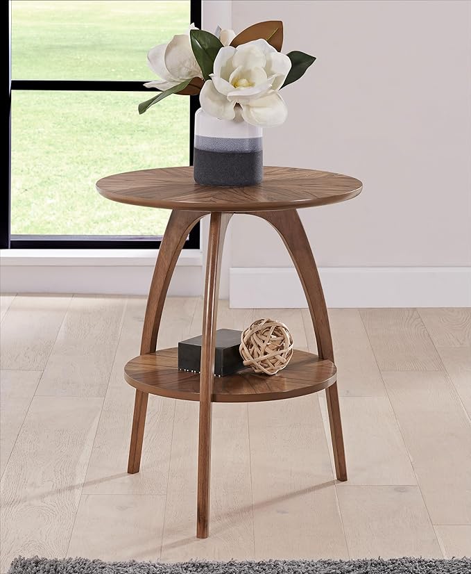 Martin Svensson Home Round Wood Nutmeg Brown Living Room End Side Accent Table - Image 8