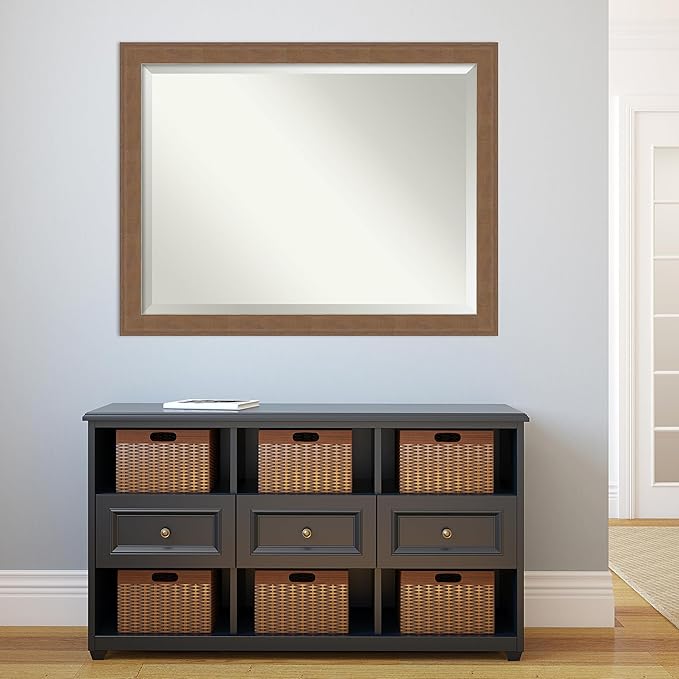 Amanti Art Brown Wall Mirror 35x45 Alta Medium Brown Rectangle Bathroom Mirror - Image 6