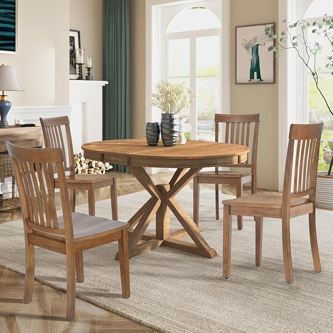 COLAMY Wooden Dining Chairs Set of 4, Spindle High Back Windsor Kitchen Side - Image 6