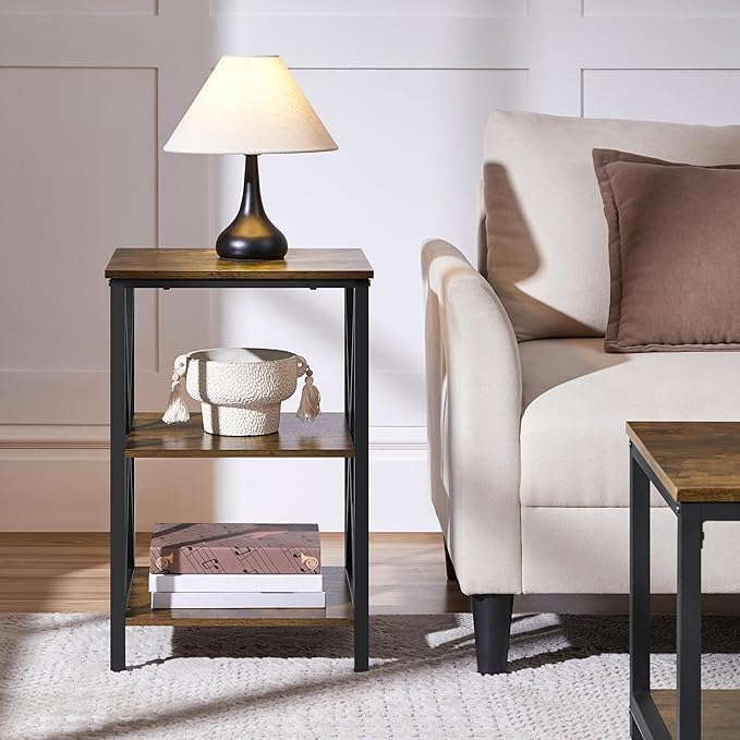 Yaheetech Industrial End Tables Set of 2, 3-Tier Side Tables - Image 2