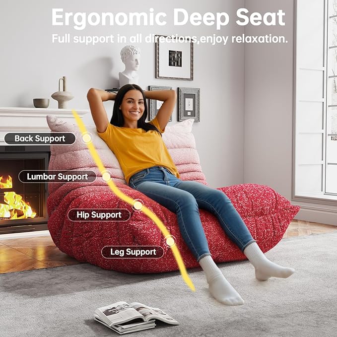 Bean Bag Chairs for Adults, BeanBag Reading Chair Memory Foam Couch, Floor - Image 4