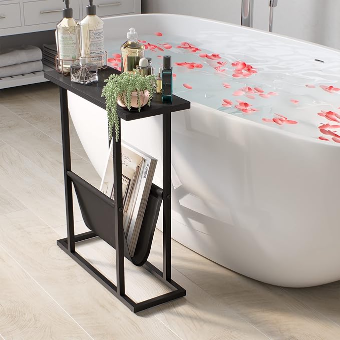 Yusong Small Narrow Side Table for Small Spaces, 17.7" W Slim End Table - Image 8